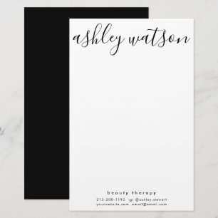 Modern Simple Handwritten Calligraphy Plain White Stationery