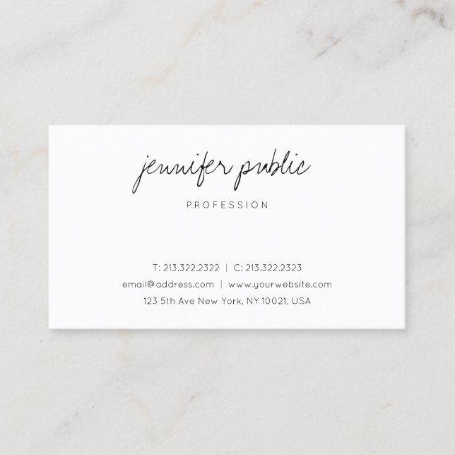 Modern Simple Handwritten Minimalist Template Cool Business Card (Front)