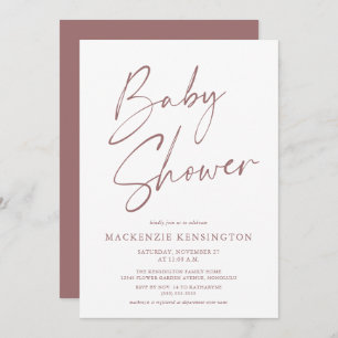 Modern Simple Handwritten Script Baby Shower Invitation