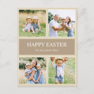 Modern Simple Happy Easter 4 Family Photo Postcard