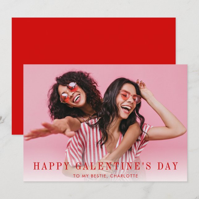 Modern Simple Happy Gelantine's Day Photo Holiday Card (Front/Back)