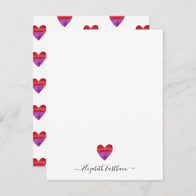Modern Simple Heart Script Note Card (Front/Back)