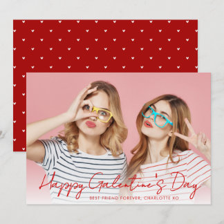 Modern Simple Hearts Happy Gelantine's Day Photo Holiday Card