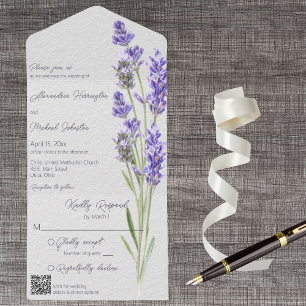 Modern Simple Heather Sprigs QR Code All In One Invitation