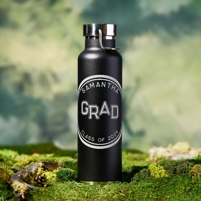 Modern Simple High School Grad Graduation Water Bottle (Outdoor)
