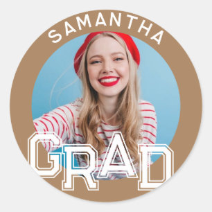 Modern Simple High School Grad Photo Graduation Classic Round Sticker