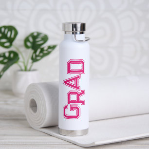 Modern Simple High School Grad Pink Graduation Water Bottle