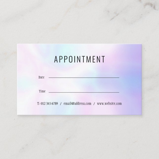 Modern Simple Holographic Appointment Card (Front)