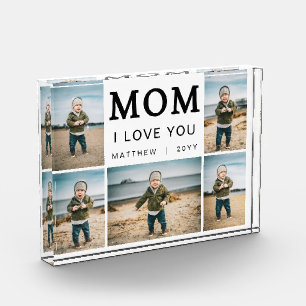 Modern Simple I Love You Mom Collage 5 Photo Block