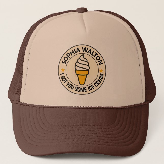 Modern Simple Ice Cream Quote | Add Name Trucker Hat (Front)