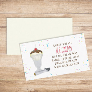 Modern Simple Ice Cream Shop Minimalist Vanilla Business Card