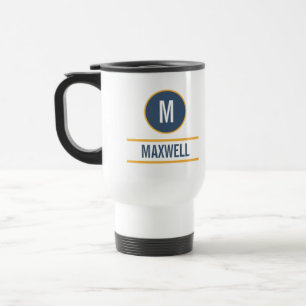 Modern Simple Initial Custom Cute Monogram Name Travel Mug
