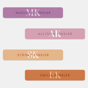 Modern Simple Initial Purple Boho Waterproof Name