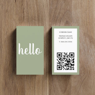 Modern Simple Khaki White QR Code Consultant Business Card