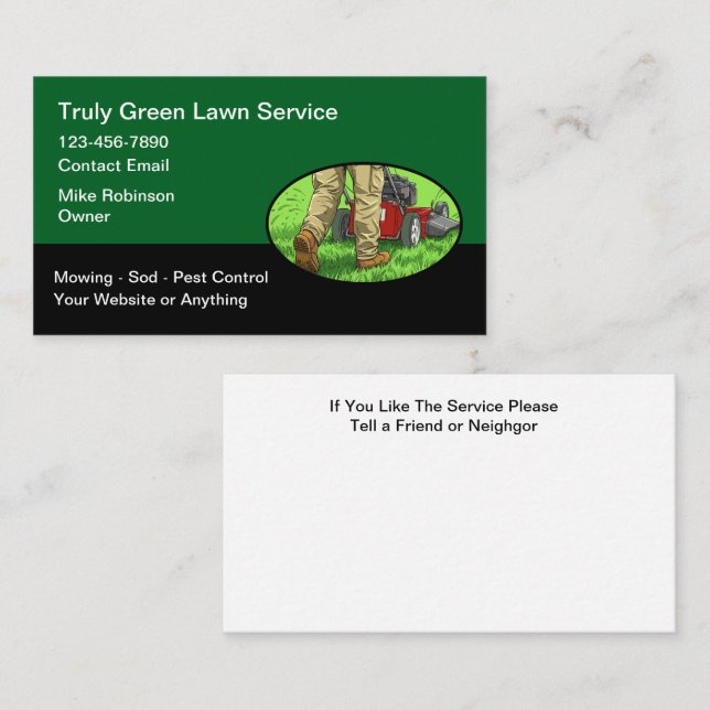 Modern Simple Lawn Service Business Cards (Front/Back)