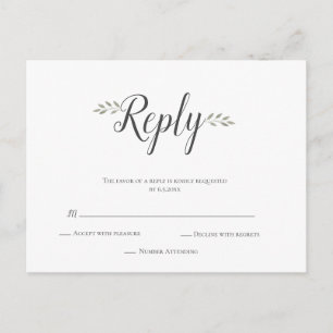 Modern simple leaf wedding rsvp postcards