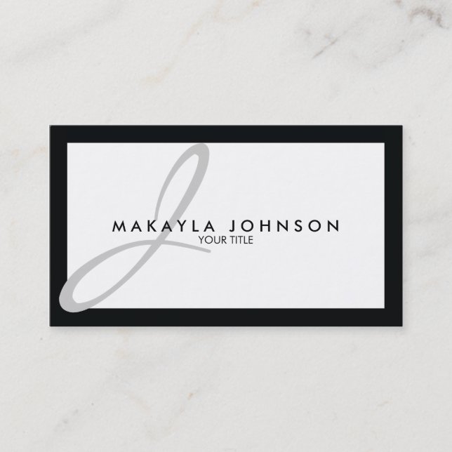Modern & Simple Light Grey Monogram Professional Business Card (Front)