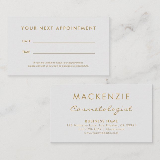 Modern Simple Light Grey Salon Appointment Card (Front/Back)