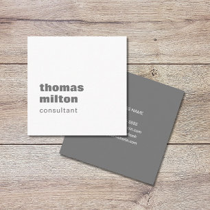 Modern Simple Light Grey White Consultant Square Business Card