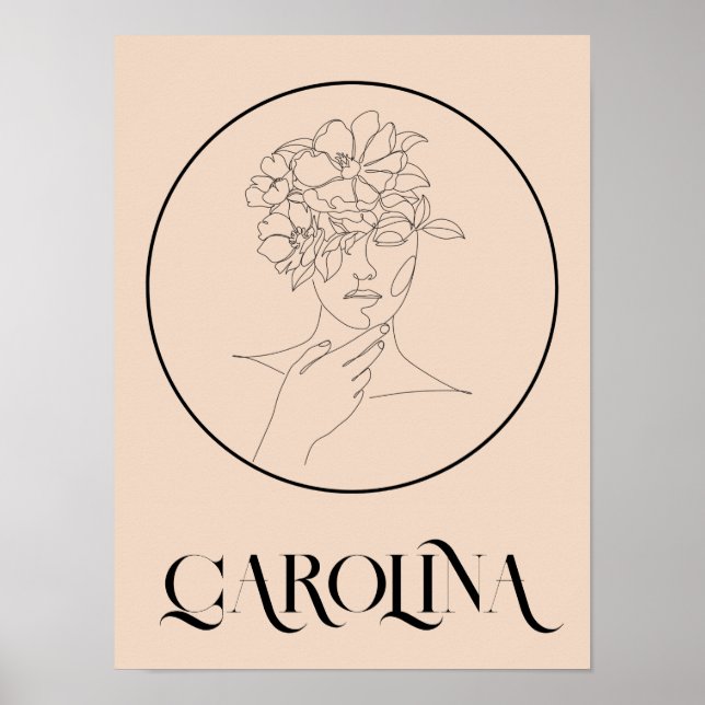  Modern Simple Line Art Black & White , Boho Chic Poster (Front)