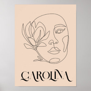  Modern Simple Line Art Black & White , Boho Chic  Poster