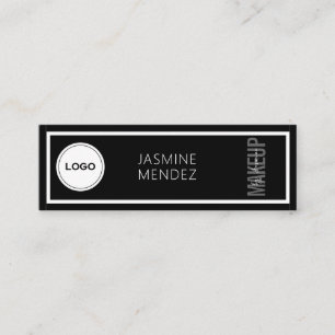 Modern Simple Logo Black White Makeup Artist  Mini Business Card