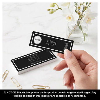 Modern Simple Logo Black White Nail Artist Mini Business Card