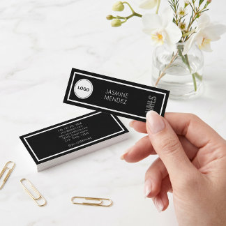 Modern Simple Logo Black White Nail Artist Mini Business Card