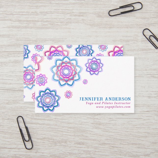 Modern Simple Lotus Personalized Pink Pastel Business Card (Front/Back In Situ)