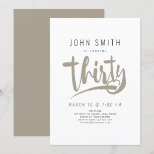 Modern, Simple, Male Thirty celebration Birthday Invitation