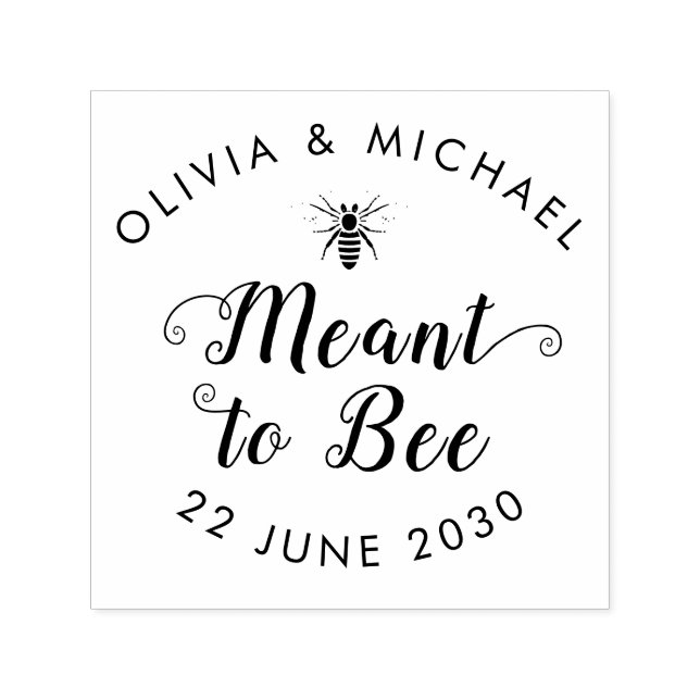 Modern Simple Meant to Bee Honey Pot Wedding Favou Self-inking Stamp (Design)