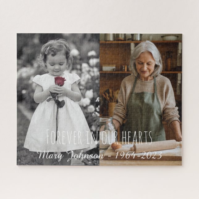 Modern Simple Memorial Photo Jigsaw Puzzle (Horizontal)