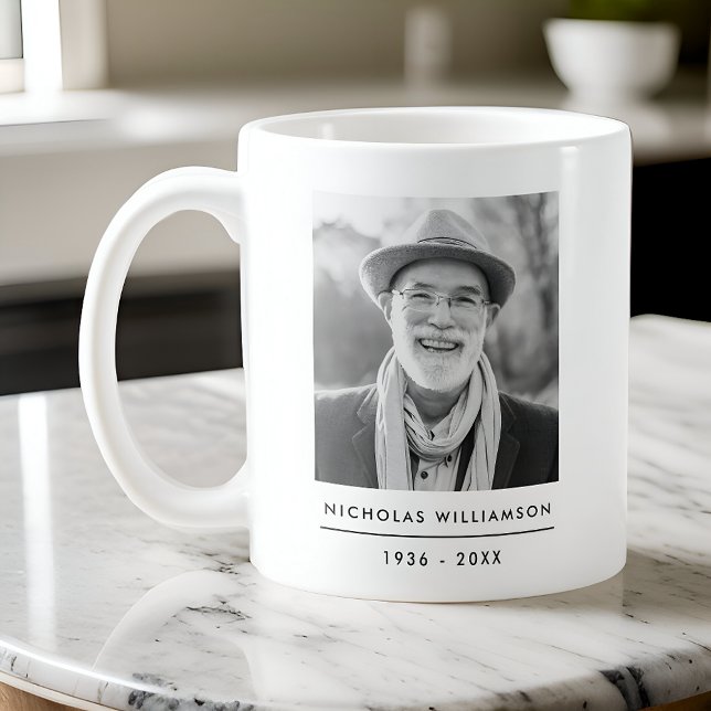 Modern Simple Memorial Remembrance Custom Photo Coffee Mug (Creator Uploaded)