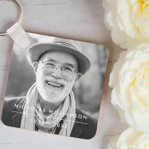 Modern Simple Memorial Remembrance Custom Photo Keychain