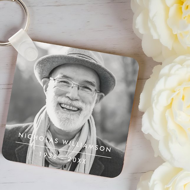 Modern Simple Memorial Remembrance Custom Photo Keychain (Creator Uploaded)