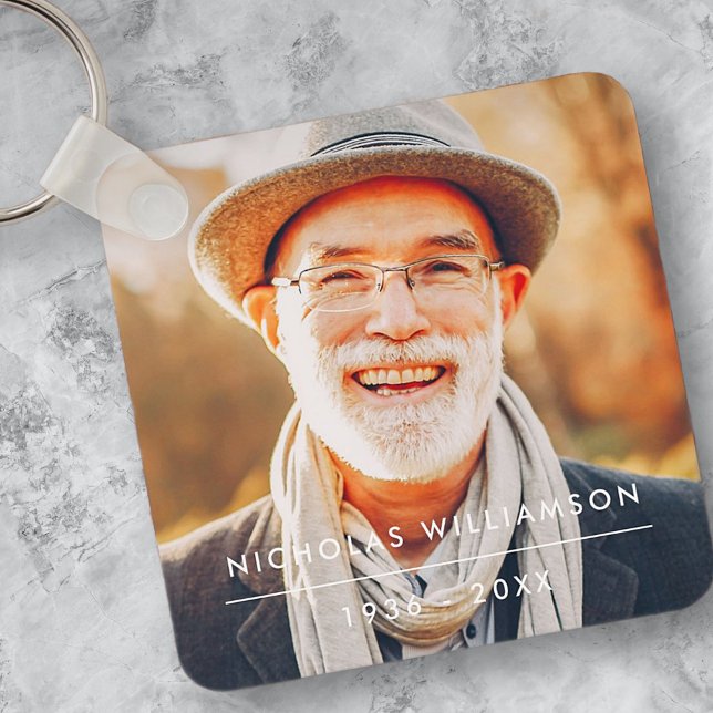 Modern Simple Memorial Remembrance Custom Photo Keychain (Creator Uploaded)