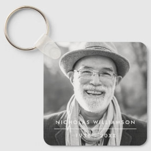 Modern Simple Memorial Remembrance Custom Photo Keychain