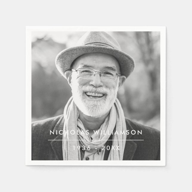 Modern Simple Memorial Remembrance Custom Photo Napkin (Front)