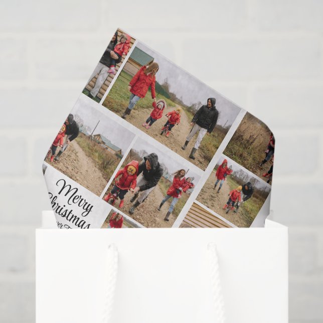 Modern Simple Merry Christmas Family Collage Tissue Paper (Gift Bag)