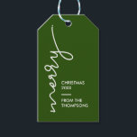 Modern Simple Merry Christmas Script Green  Gift Tags<br><div class="desc">Add a touch of modern elegance to your holiday gifts with the Modern Simple Merry Christmas Script Green Gift Tags. These stylish and minimalist gift tags are the perfect finishing touch for your presents. The design features the word "Merry" in a trendy and eye-catching font, creating a visually appealing focal...</div>