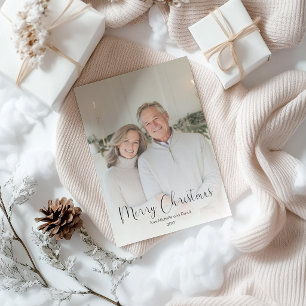 Modern Simple Merry Christmas Text Overlay Photo Holiday Card