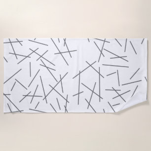 Modern, simple, messy, trendy graphic line pattern beach towel