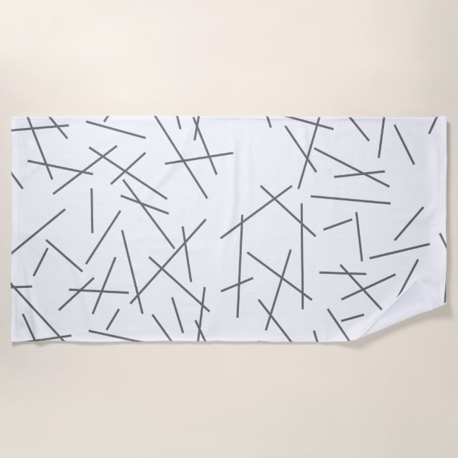 Modern, simple, messy, trendy graphic line pattern beach towel (Front)