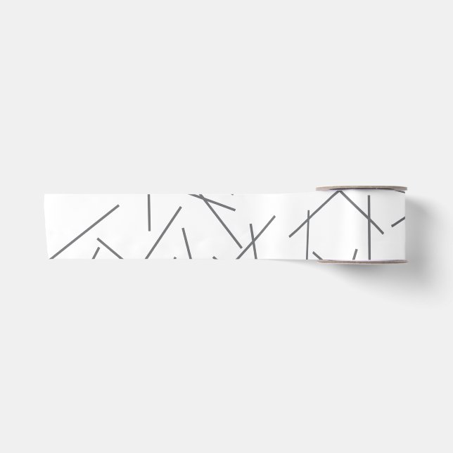 Modern, simple, messy, trendy graphic line pattern satin ribbon (Front)