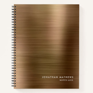 Modern Simple Metallic Brushed Gold Notebook