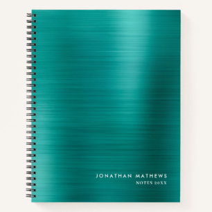 Modern Simple Metallic Brushed Teal Notebook