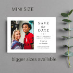 Modern simple MINI SIZE photo wedding save date Card<br><div class="desc">Trendy elegant budget wedding save the date custom photo announcement small note cards with envelopes included (if you'd like, you can upgrade to bigger sized) featuring a modern typography script and your custom text. Easy to personalize with your picture and details! You have the possibility to change the colours of...</div>