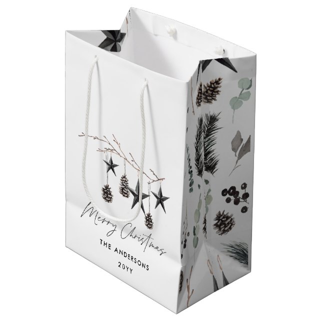 Modern simple minimal Christmas elegant Medium Gift Bag (Front Angled)