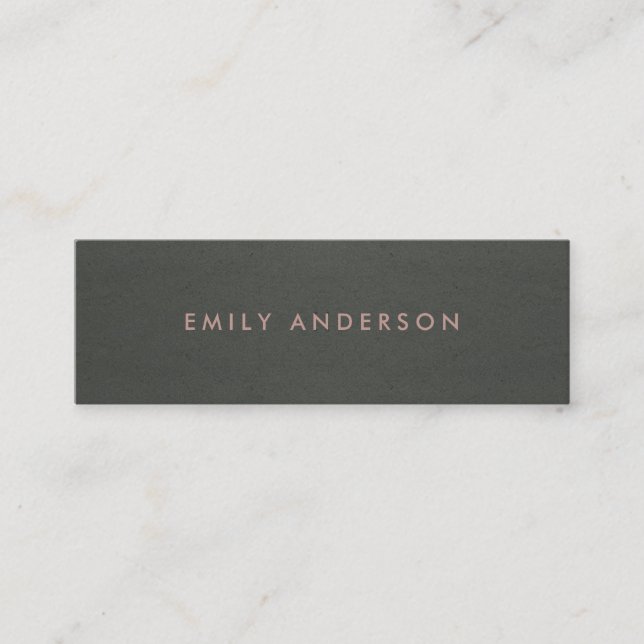 MODERN SIMPLE MINIMAL FAUX DARK SILVER GREY BLACK MINI BUSINESS CARD (Front)