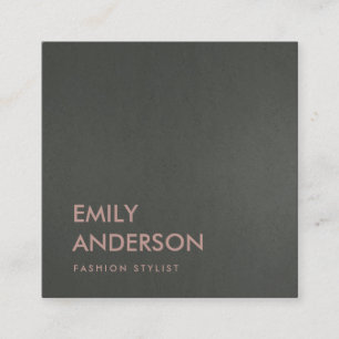 MODERN SIMPLE MINIMAL FAUX DARK SILVER GREY BLACK SQUARE BUSINESS CARD